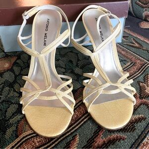 Pearly Ivory Strappy Leather Antonio Melani Heels
